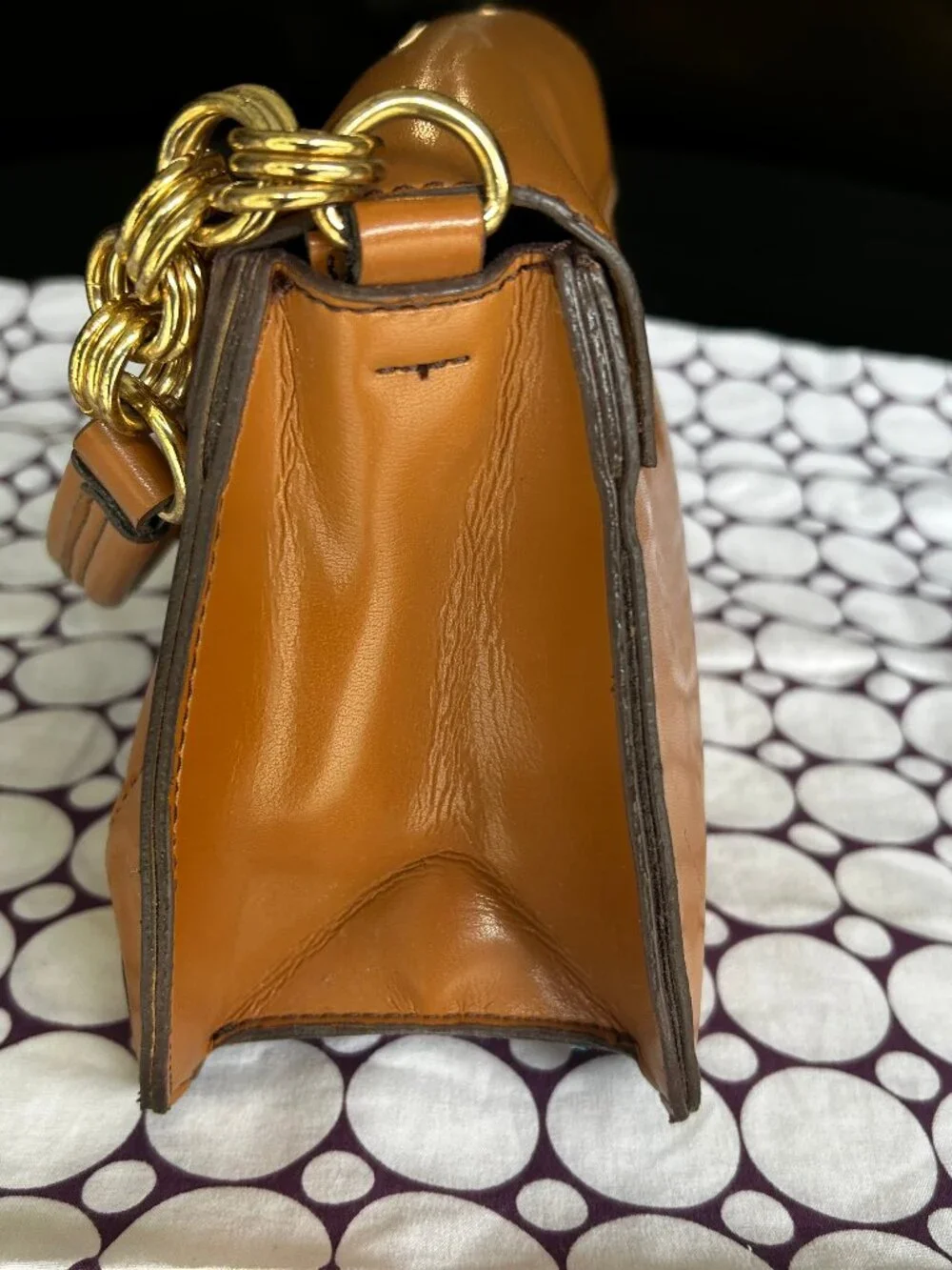 Caramel Colored Leather Shoulder Bag/Purse